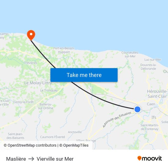 Maslière to Vierville sur Mer map