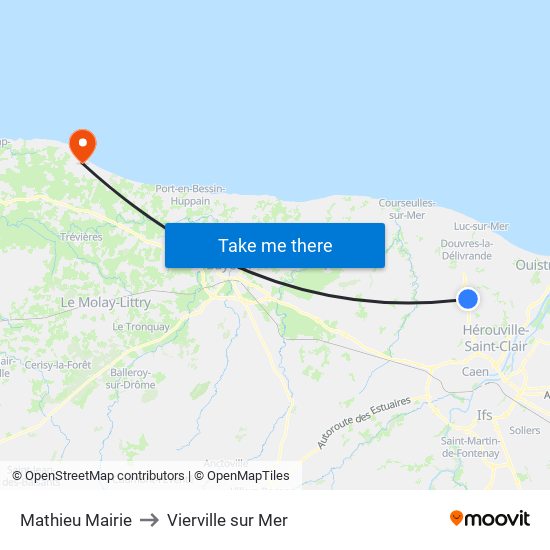 Mathieu Mairie to Vierville sur Mer map