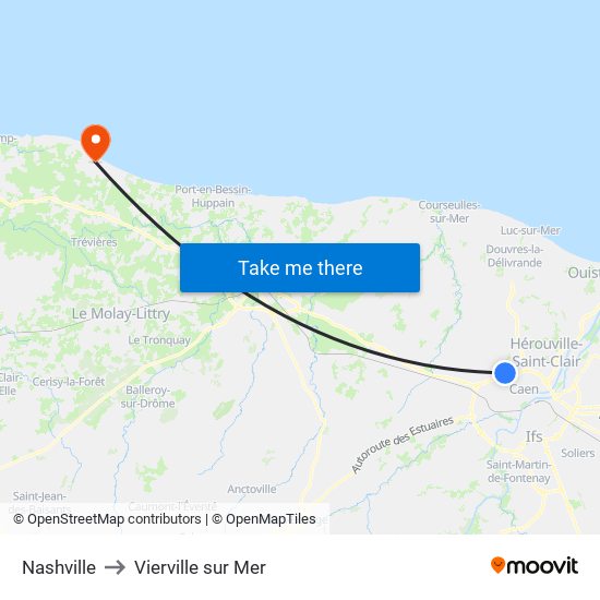 Nashville to Vierville sur Mer map