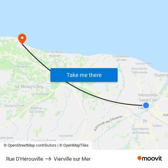 Rue D'Hérouville to Vierville sur Mer map