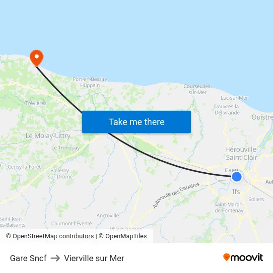 Gare Sncf to Vierville sur Mer map