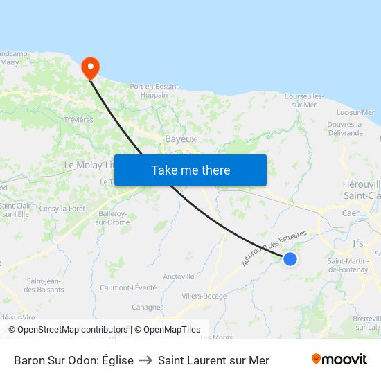 Baron Sur Odon: Église to Saint Laurent sur Mer map