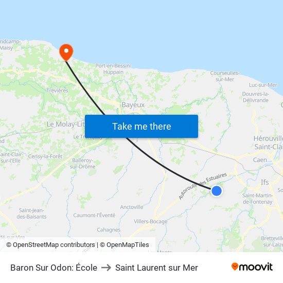 Baron Sur Odon: École to Saint Laurent sur Mer map