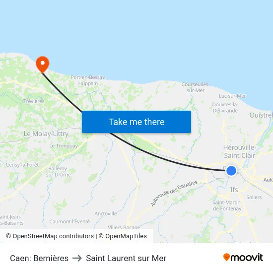 Caen: Bernières to Saint Laurent sur Mer map