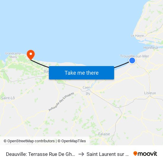 Deauville: Terrasse Rue De Gheest to Saint Laurent sur Mer map