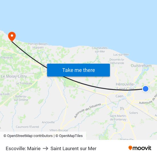 Escoville: Mairie to Saint Laurent sur Mer map