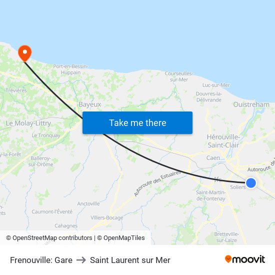 Frenouville: Gare to Saint Laurent sur Mer map