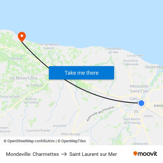 Mondeville: Charmettes to Saint Laurent sur Mer map