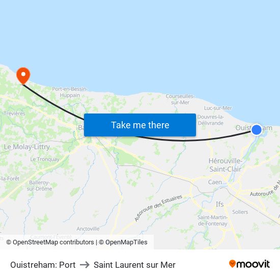 Ouistreham: Port to Saint Laurent sur Mer map