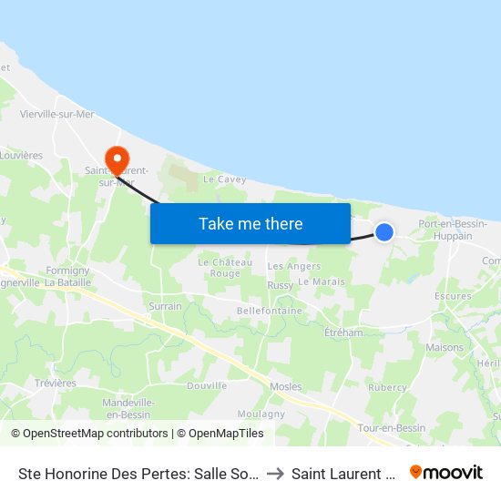 Ste Honorine Des Pertes: Salle Socio Culturelle to Saint Laurent sur Mer map