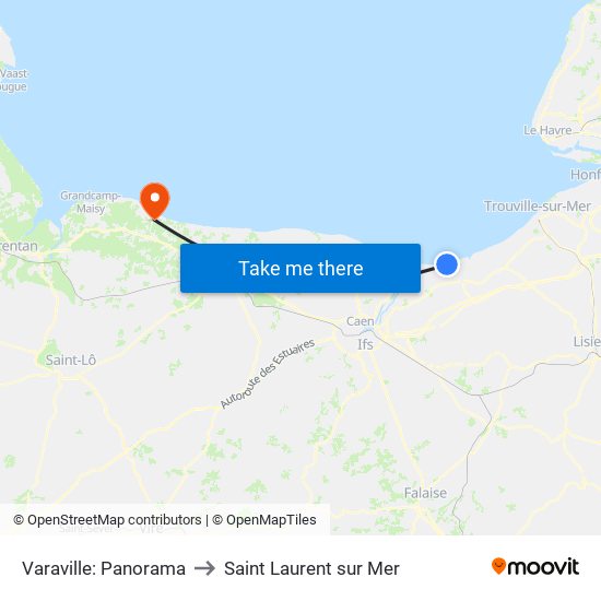 Varaville: Panorama to Saint Laurent sur Mer map