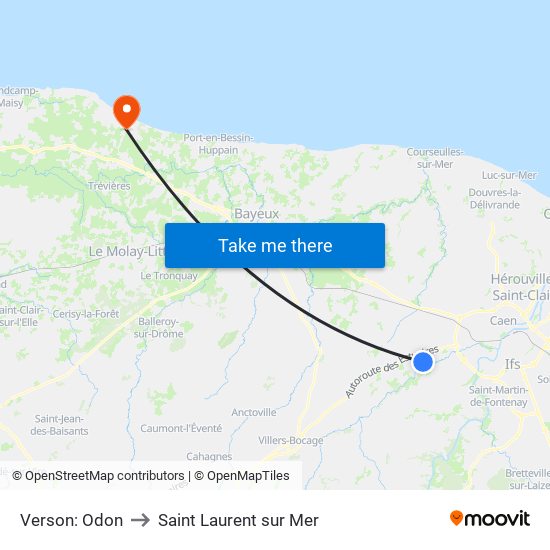 Verson: Odon to Saint Laurent sur Mer map