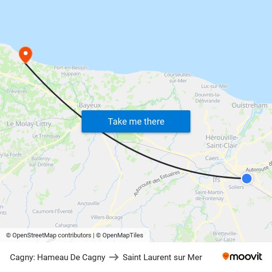 Cagny: Hameau De Cagny to Saint Laurent sur Mer map