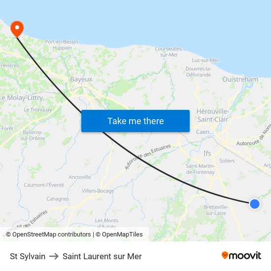 St Sylvain to Saint Laurent sur Mer map