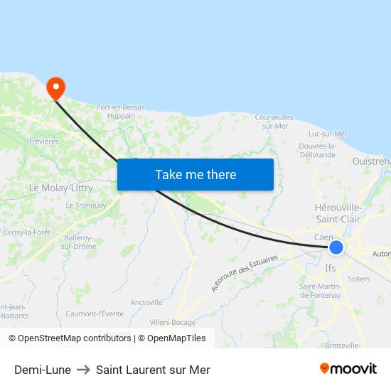 Demi-Lune to Saint Laurent sur Mer map