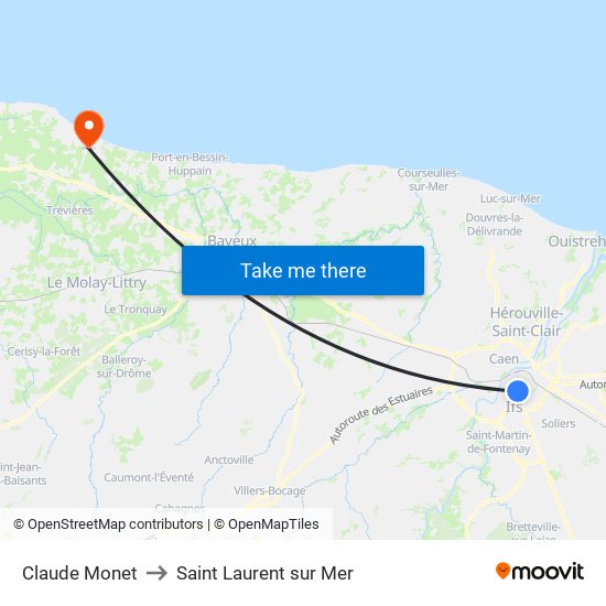 Claude Monet to Saint Laurent sur Mer map