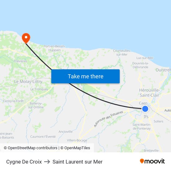 Cygne De Croix to Saint Laurent sur Mer map