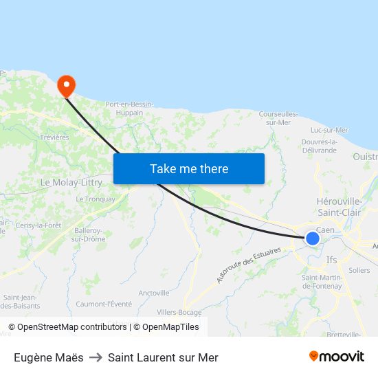 Eugène Maës to Saint Laurent sur Mer map