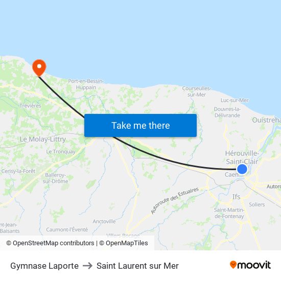 Gymnase Laporte to Saint Laurent sur Mer map