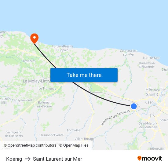 Koenig to Saint Laurent sur Mer map