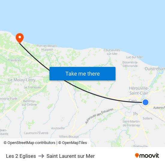 Les 2 Eglises to Saint Laurent sur Mer map