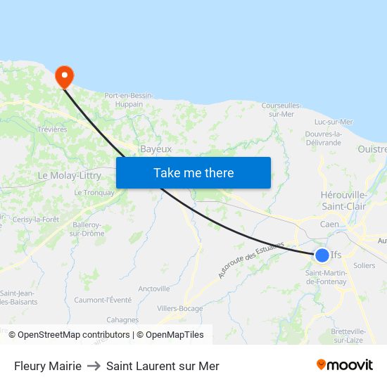 Fleury Mairie to Saint Laurent sur Mer map