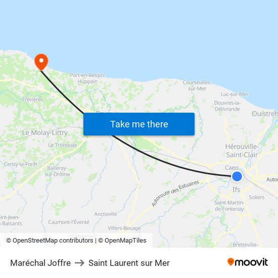 Maréchal Joffre to Saint Laurent sur Mer map