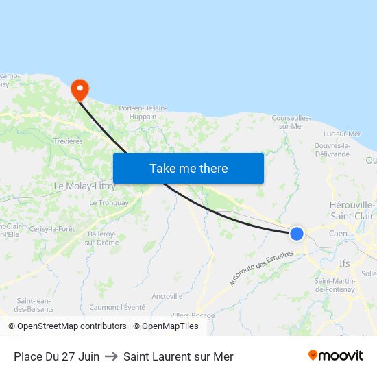 Place Du 27 Juin to Saint Laurent sur Mer map