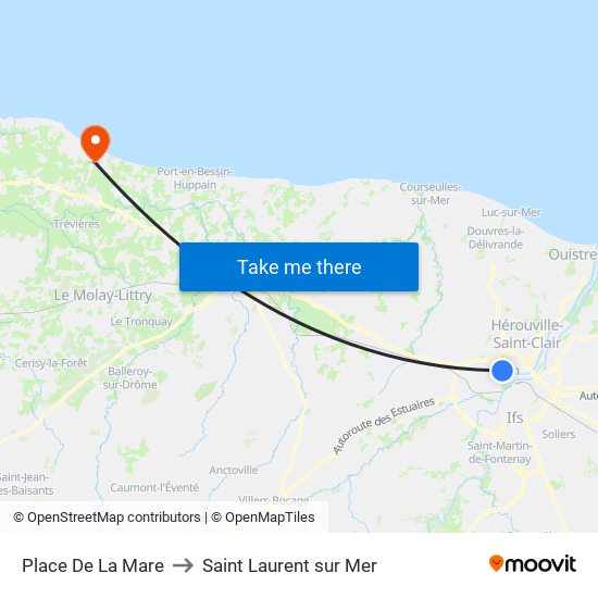 Place De La Mare to Saint Laurent sur Mer map
