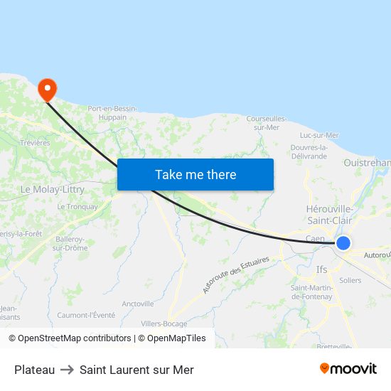 Plateau to Saint Laurent sur Mer map