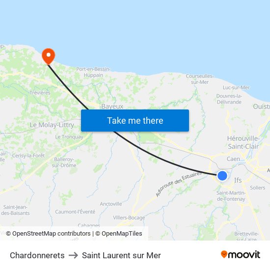 Chardonnerets to Saint Laurent sur Mer map