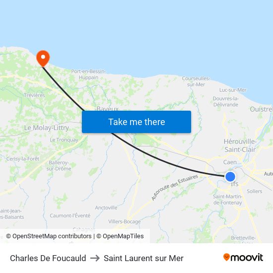 Charles De Foucauld to Saint Laurent sur Mer map