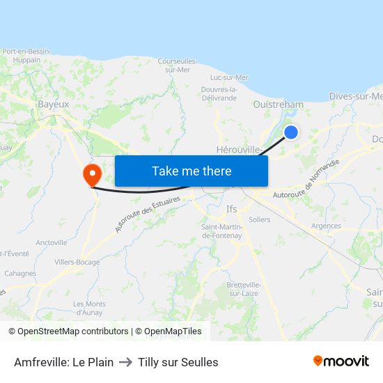 Amfreville: Le Plain to Tilly sur Seulles map