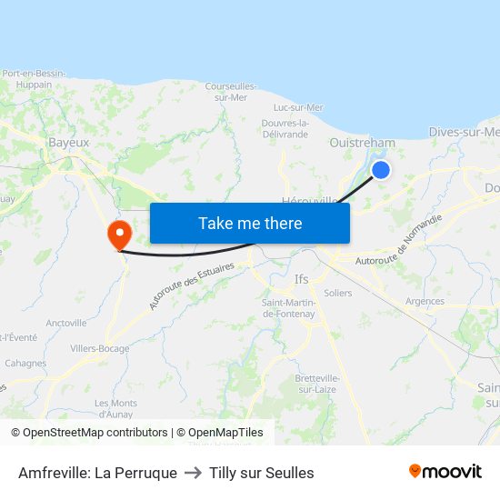 Amfreville: La Perruque to Tilly sur Seulles map