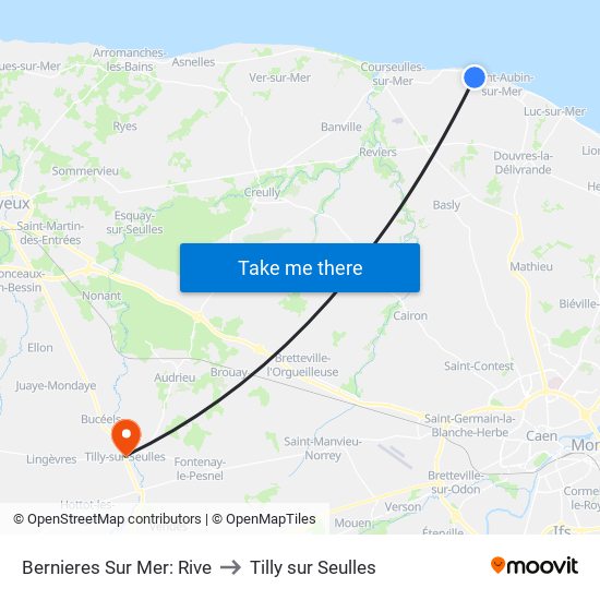 Bernieres Sur Mer: Rive to Tilly sur Seulles map