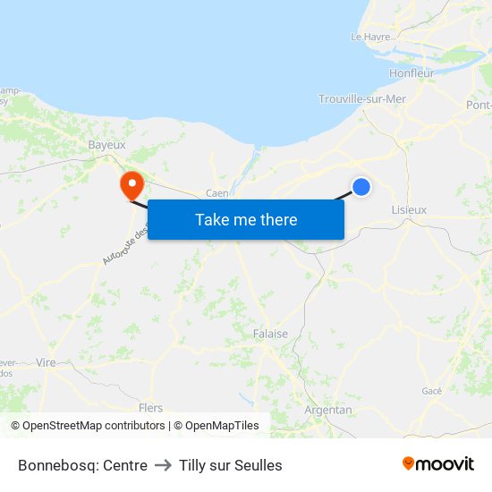 Bonnebosq: Centre to Tilly sur Seulles map