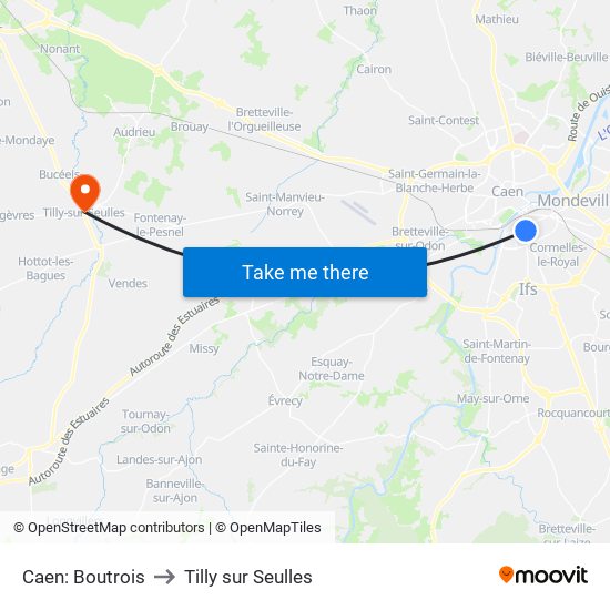 Caen: Boutrois to Tilly sur Seulles map