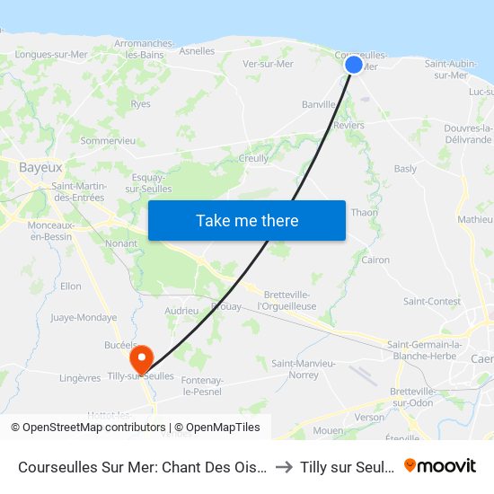 Courseulles Sur Mer: Chant Des Oiseaux to Tilly sur Seulles map