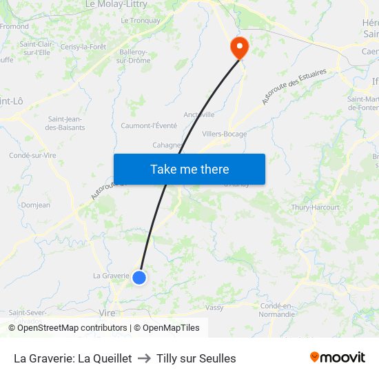 La Graverie: La Queillet to Tilly sur Seulles map