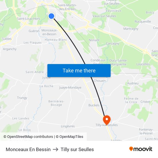 Monceaux En Bessin to Tilly sur Seulles map