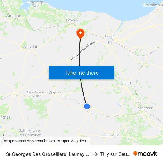 St Georges Des Groseillers: Launay Cornu to Tilly sur Seulles map