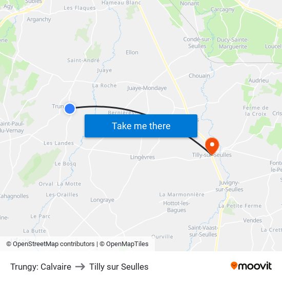 Trungy: Calvaire to Tilly sur Seulles map