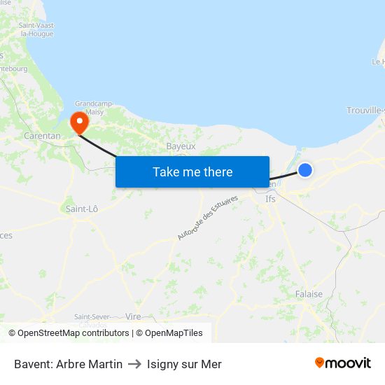 Bavent: Arbre Martin to Isigny sur Mer map