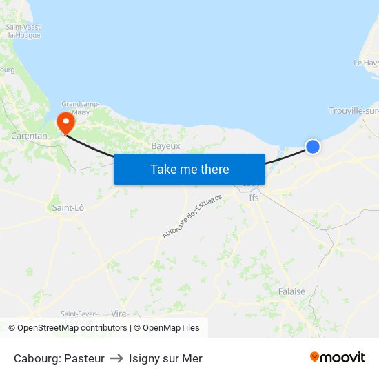Cabourg: Pasteur to Isigny sur Mer map