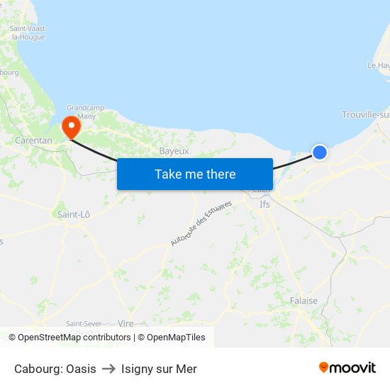 Cabourg: Oasis to Isigny sur Mer map