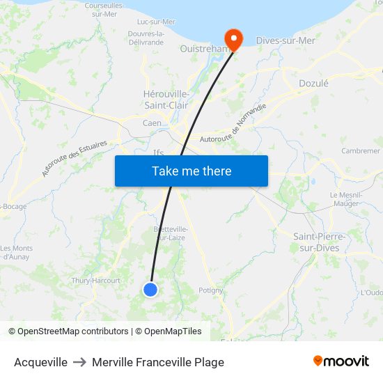 Acqueville to Merville Franceville Plage map