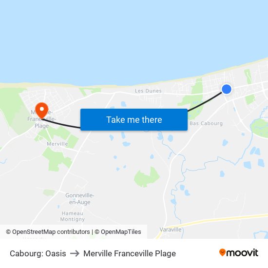 Cabourg: Oasis to Merville Franceville Plage map