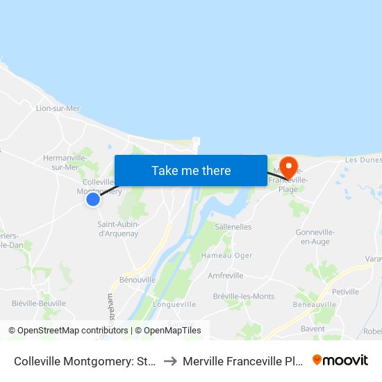 Colleville Montgomery: Stade to Merville Franceville Plage map