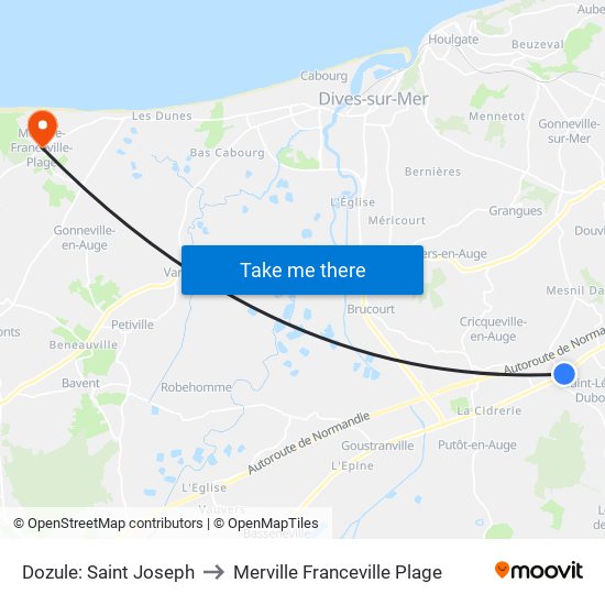 Dozule: Saint Joseph to Merville Franceville Plage map