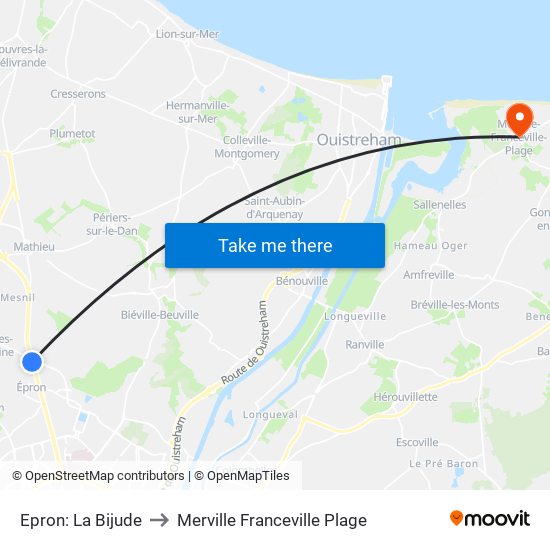 Epron: La Bijude to Merville Franceville Plage map